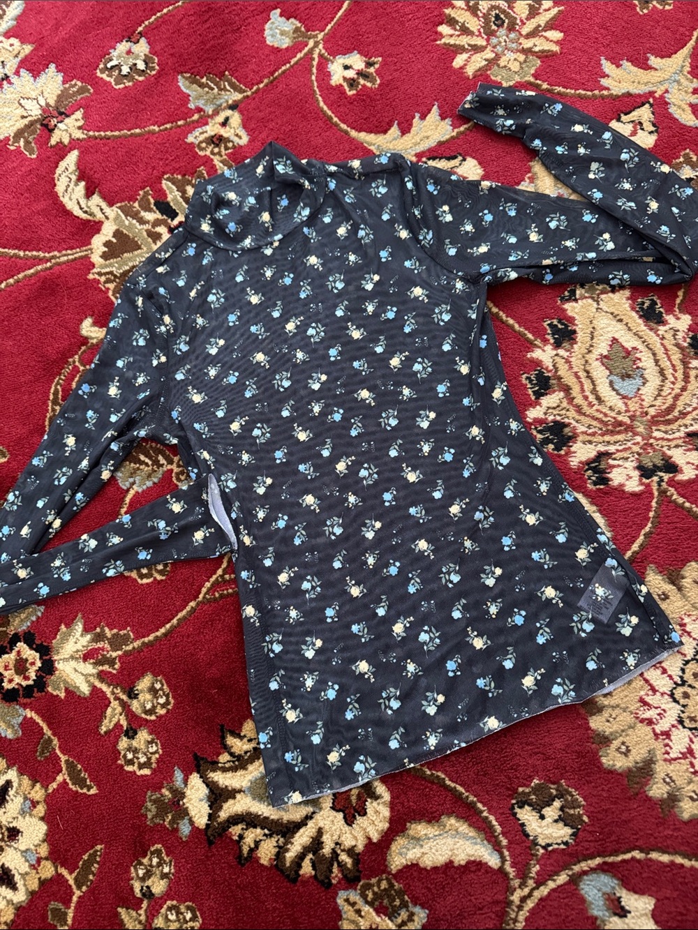 AFRM mesh floral turtleneck